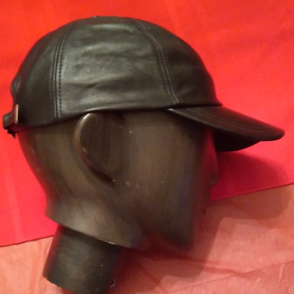 Black Leather Baseball Cap, #41 - Picture 5 of 9